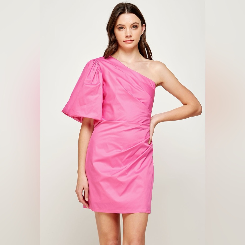 STRUT & BOLT Barbie Pink One Shoulder Mini Dress Size Small